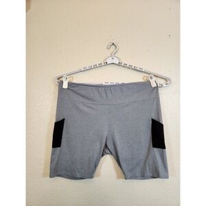 Feather Women's Gray Black Pull On Elastic Waist Athletic Biker Shorts Size 3X